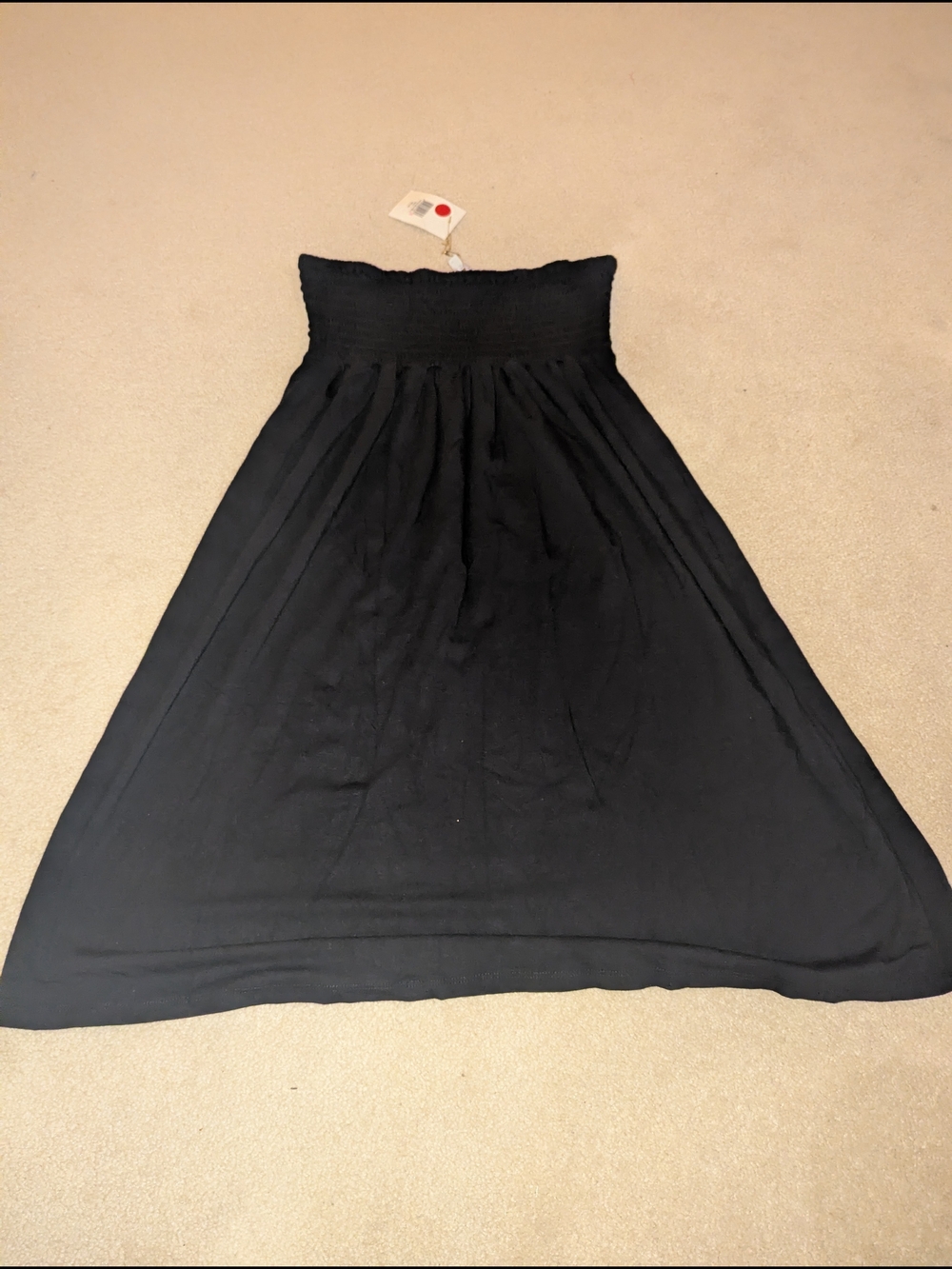 Rosie Pope Maternity Black Strapless Smocked Waist Convertible Dress Or Skirt L